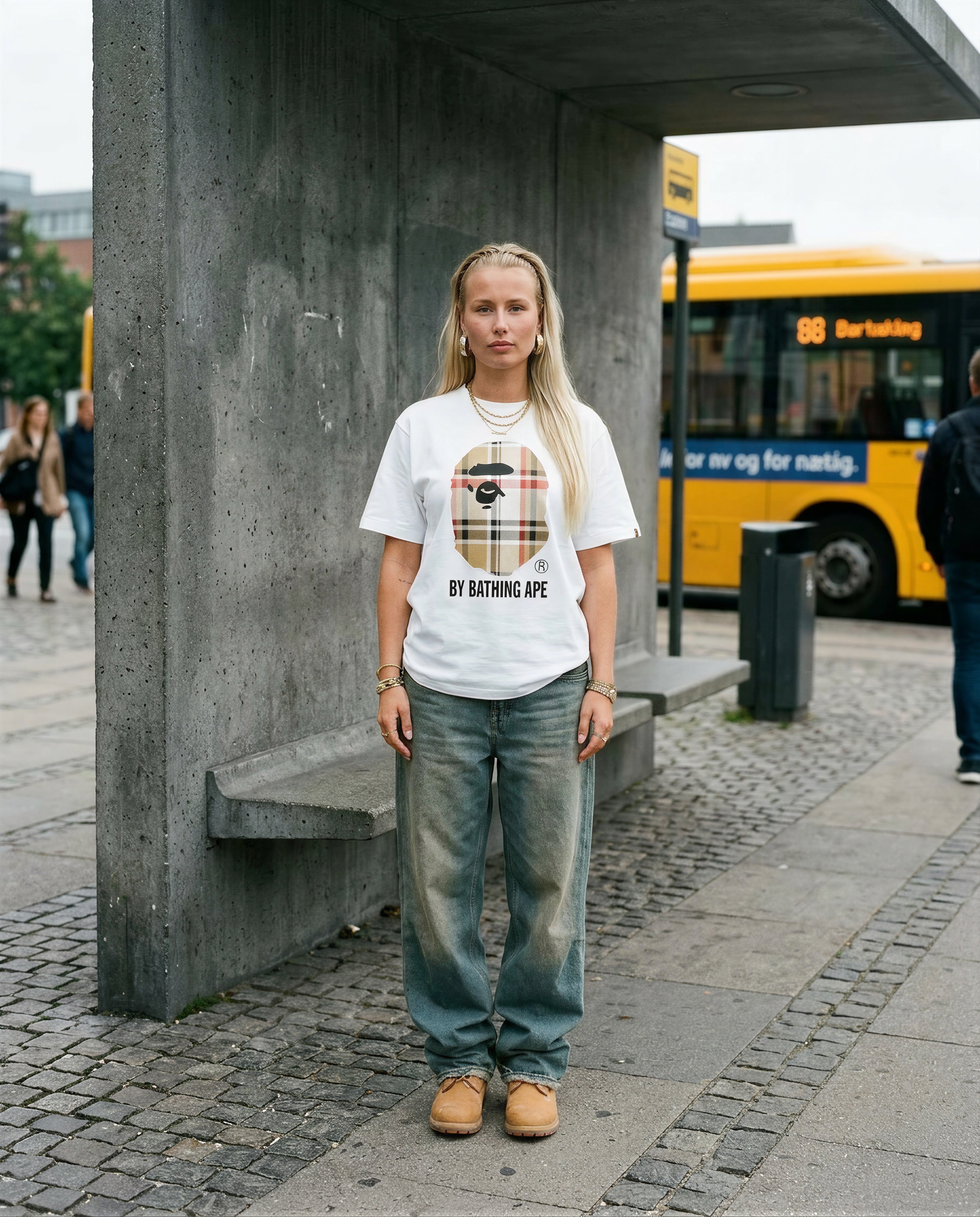 Bape Big Head Plaid T-shirt White