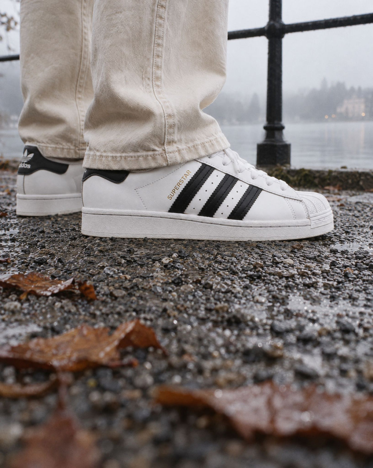 adidas Superstar White Black - on-foot