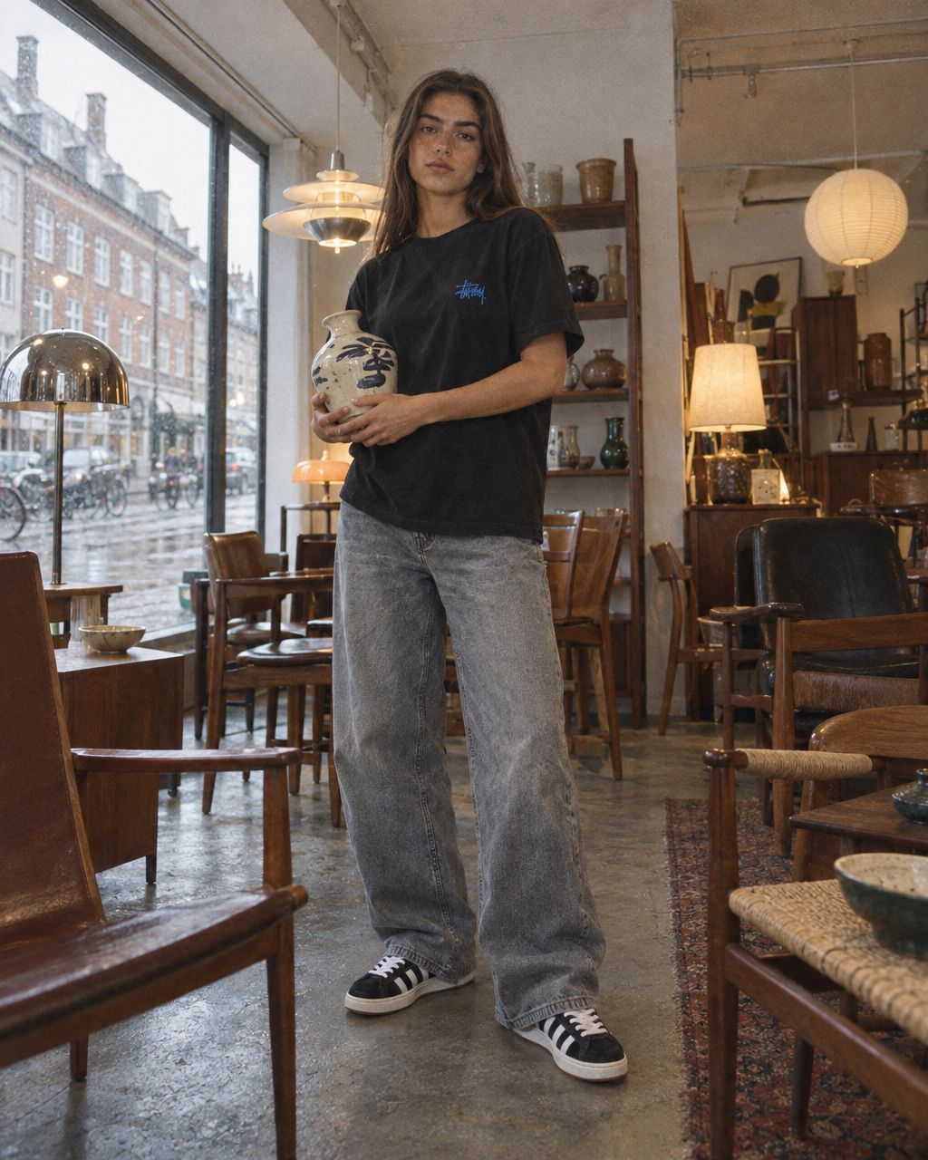 Stussy Pigment Dyed Venus Tee Black - streetstyle i København