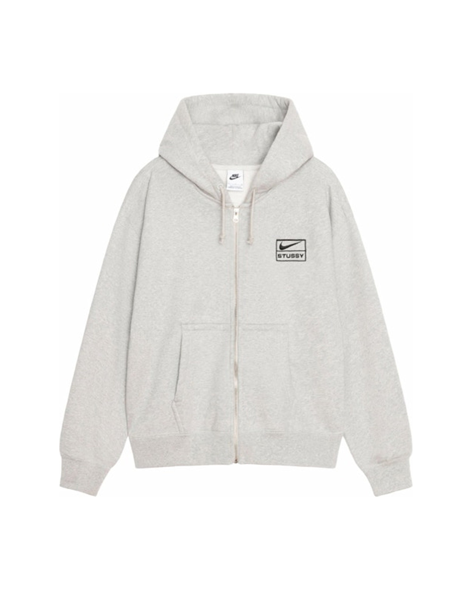 Stussy x Nike Fleece Zip Hoodie (SS24) Grey Heather