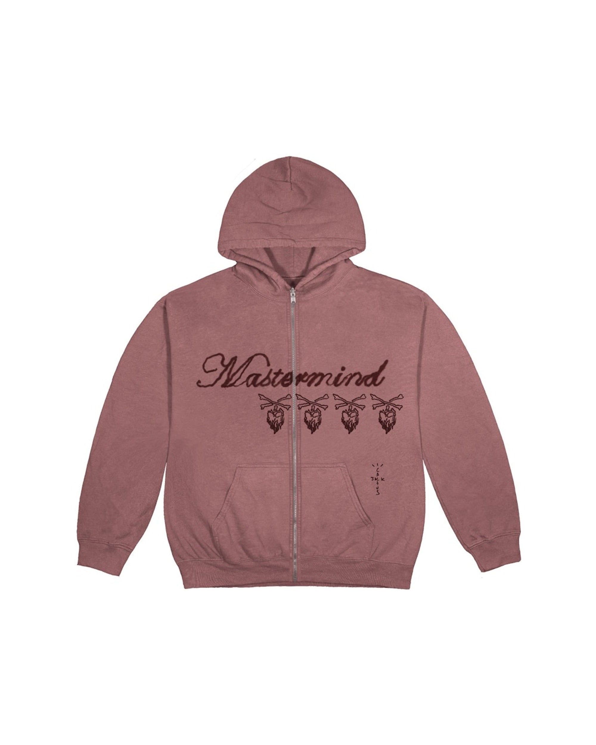 Travis Scott Cactus Jack For Mastermind Skull Zip Up Hoodie Washed Red