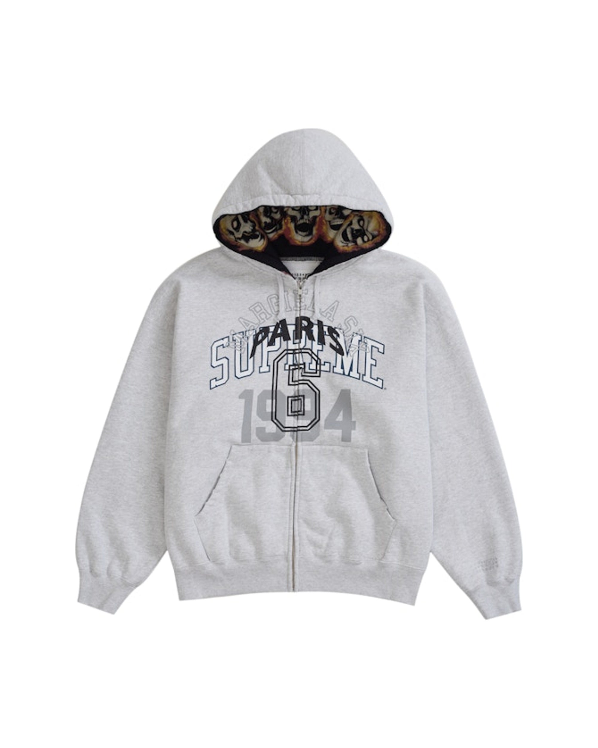 Supreme MM6 Maison Margiela Zip Up Hooded Sweatshirt Ash Grey