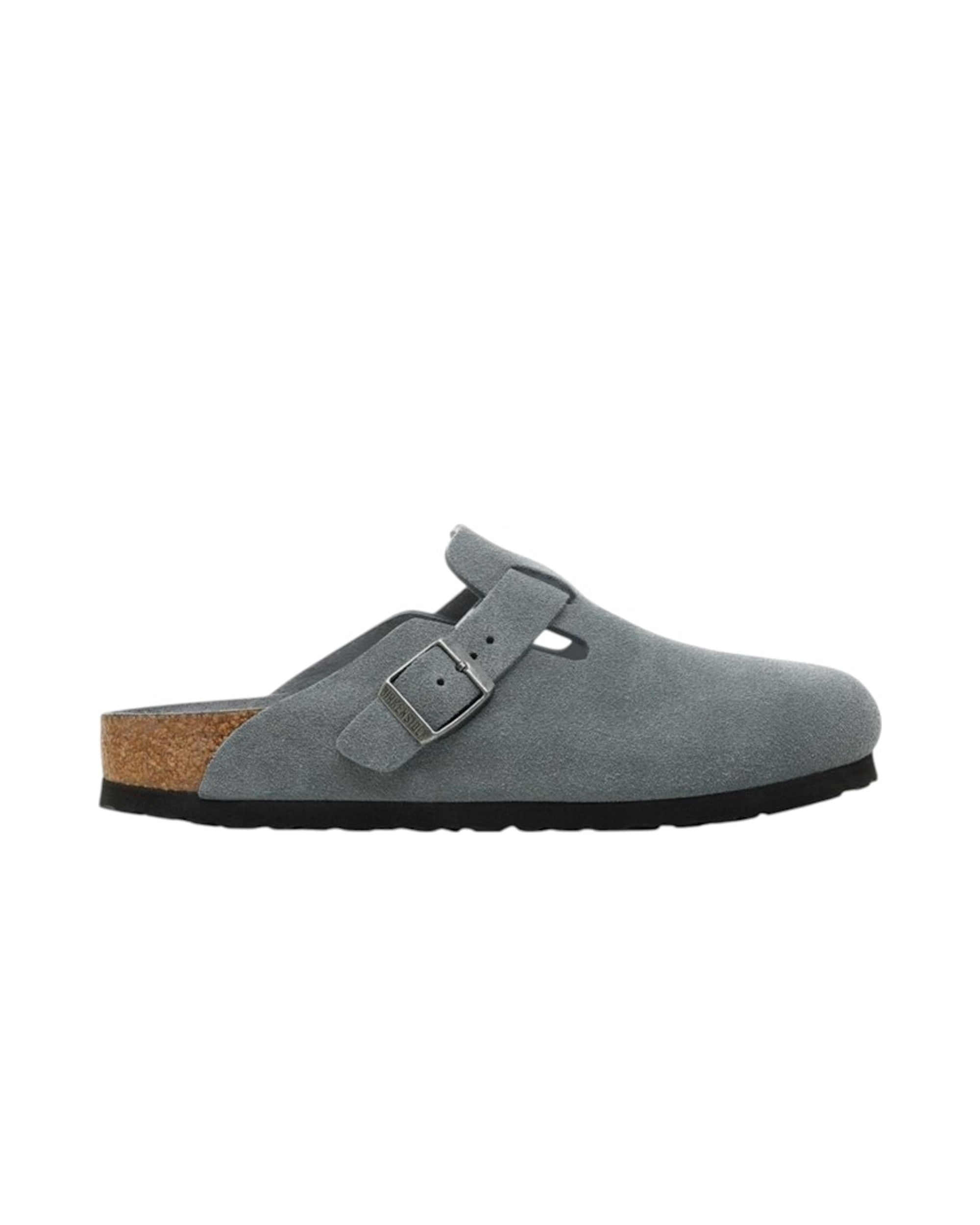 Birkenstock Boston Soft Footbed Suede Leather Basalt Gray Tonal