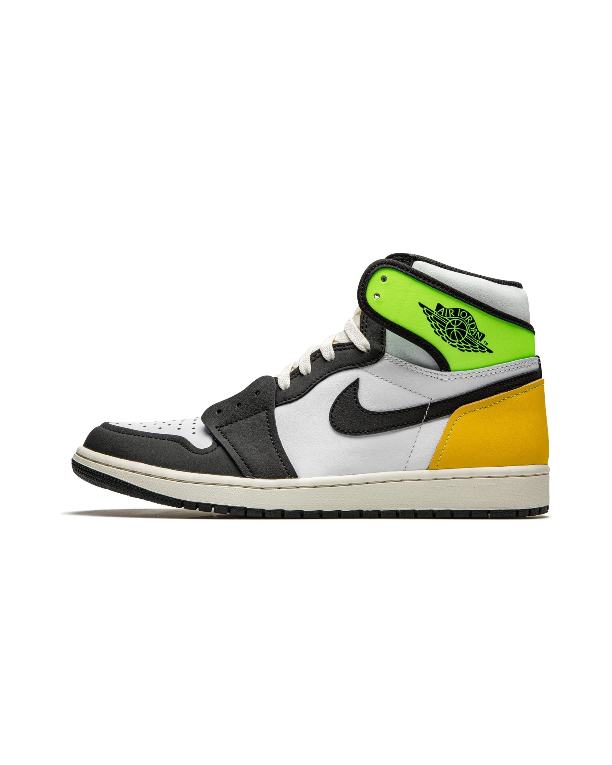 Jordan 1 Retro High White Black Volt University Gold