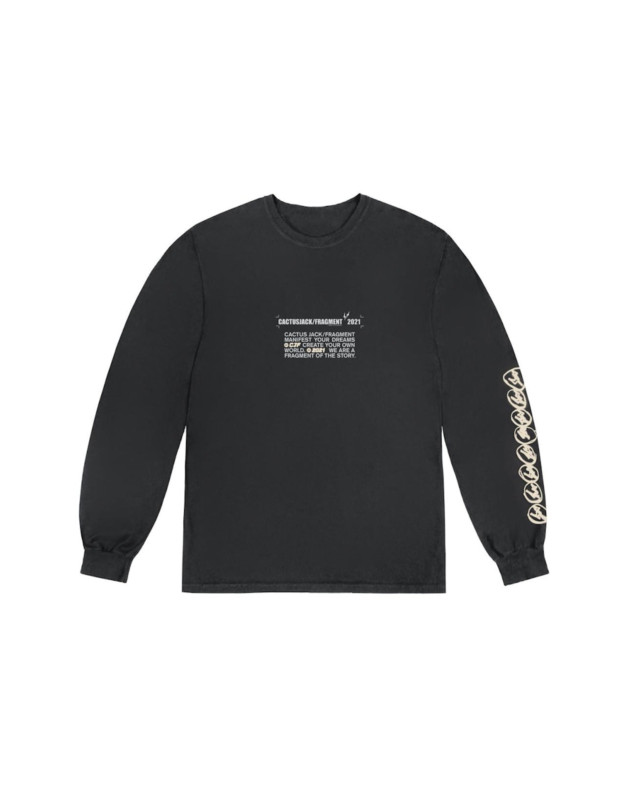 Travis Scott Cactus Jack For Fragment Logo L/S T-shirt Washed Black