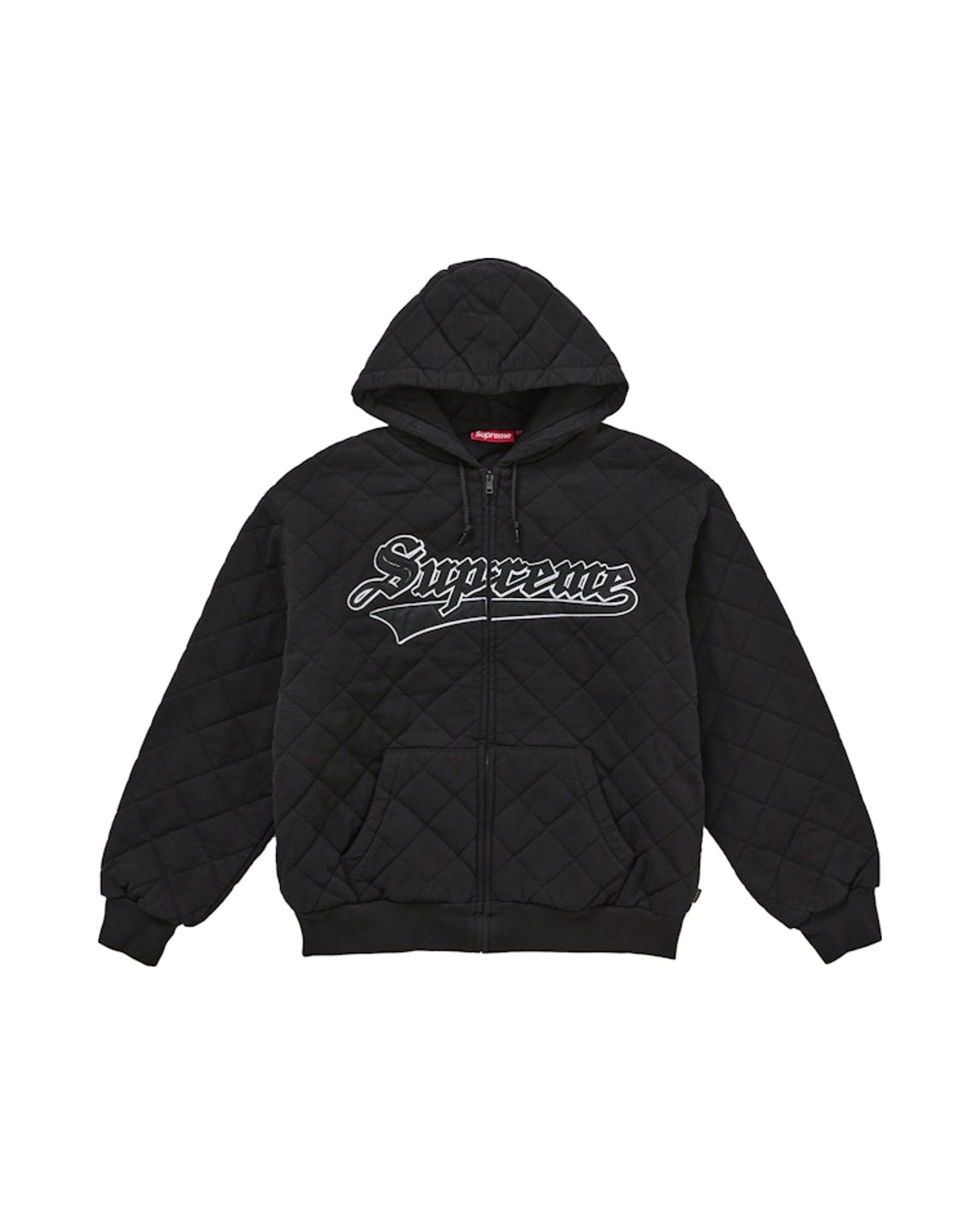 Supreme Quilted Zip Up Hooded Sweatshirt Black