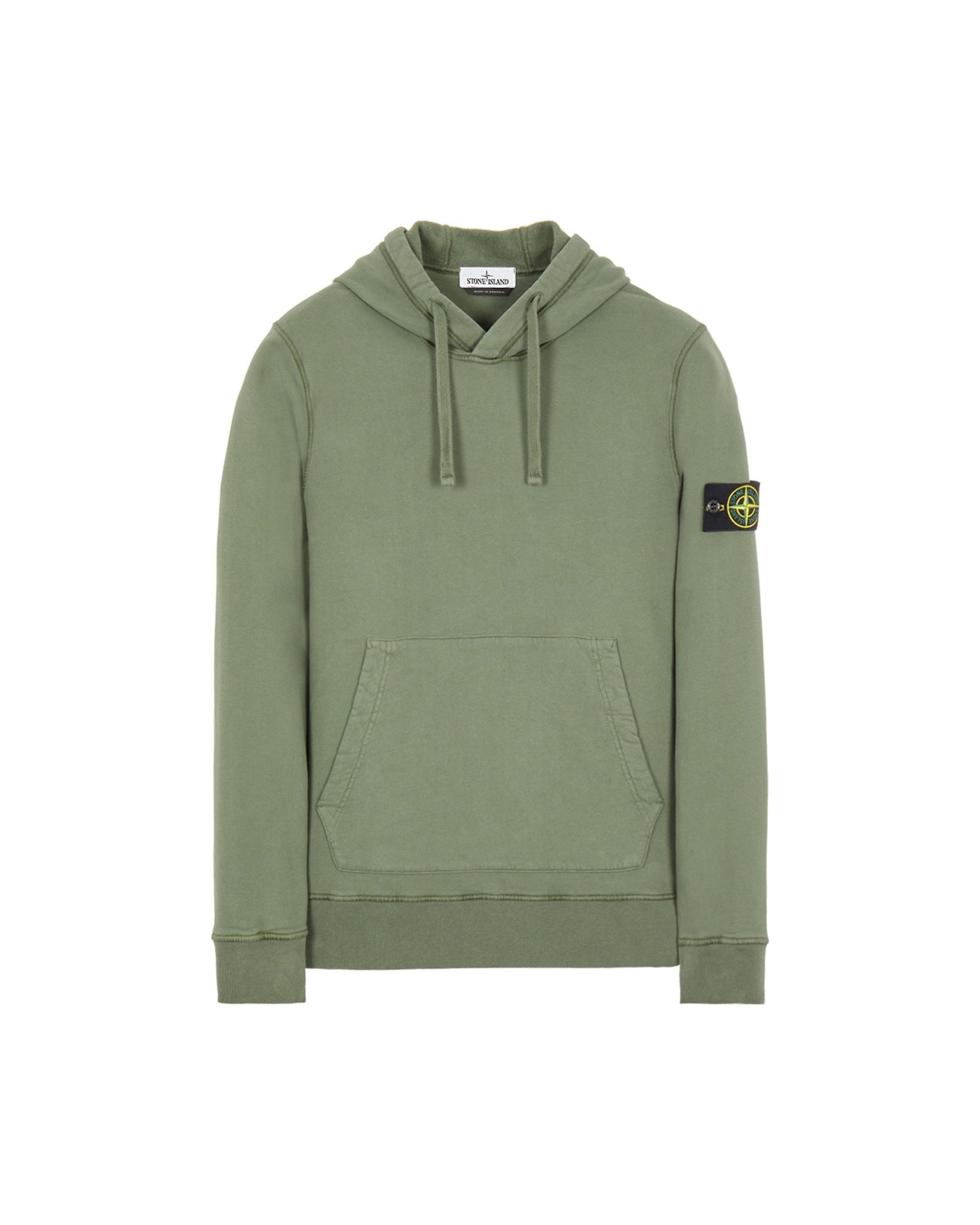 Stone Island 64120 Brushed Cotton Fleece Hoodie Sage