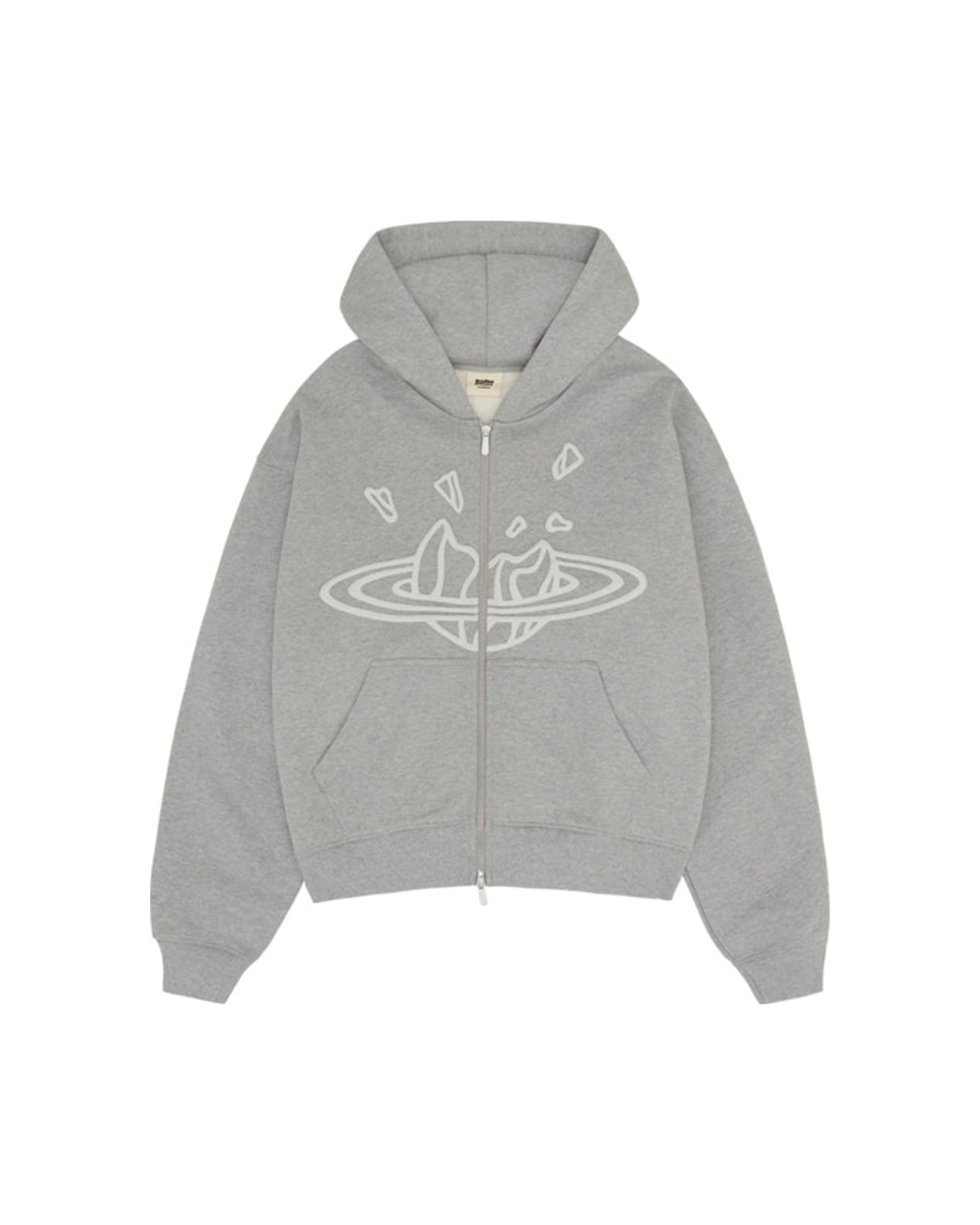 Broken Planet Zip Up Hoodie Heather Grey