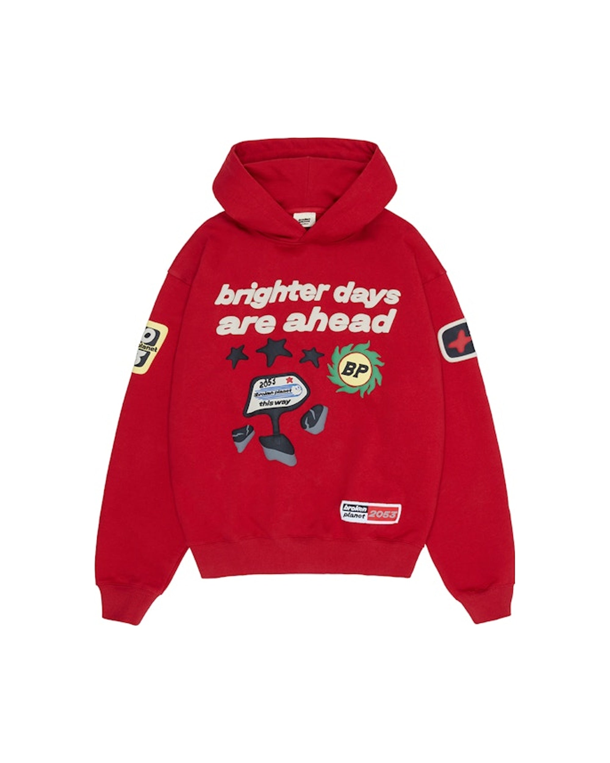 Broken Planet Brighter Days Are Ahead Hoodie Ruby Red