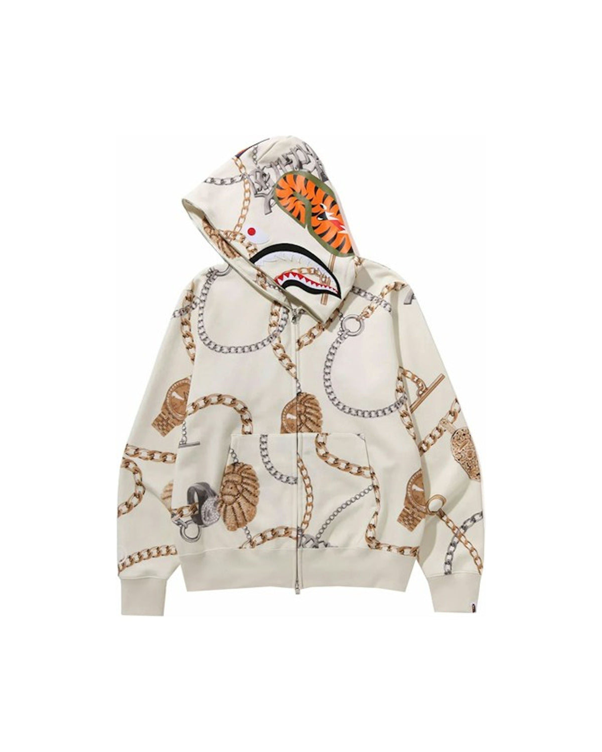 BAPE Jewels Shark Full Zip Hoodie Ivory