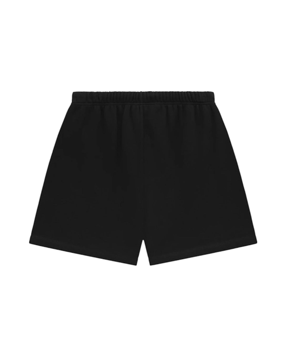 Fear of God Essentials NBA Sweatshorts SS25 mustana, takaa kuvattuna, joustava vyötärö ja lyhyt lahje