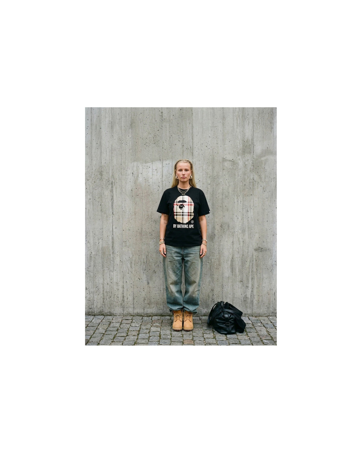 Bape Big Head Plaid T-shirt Black