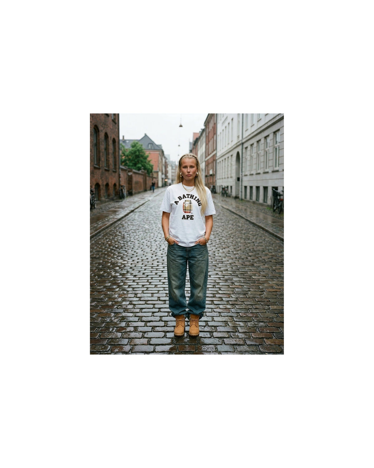BAPE Check College Tee White/Beige