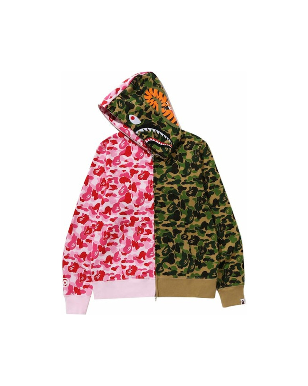 BAPE ABC Camo Crazy Shark Full Zip Hoodie Pink/Green