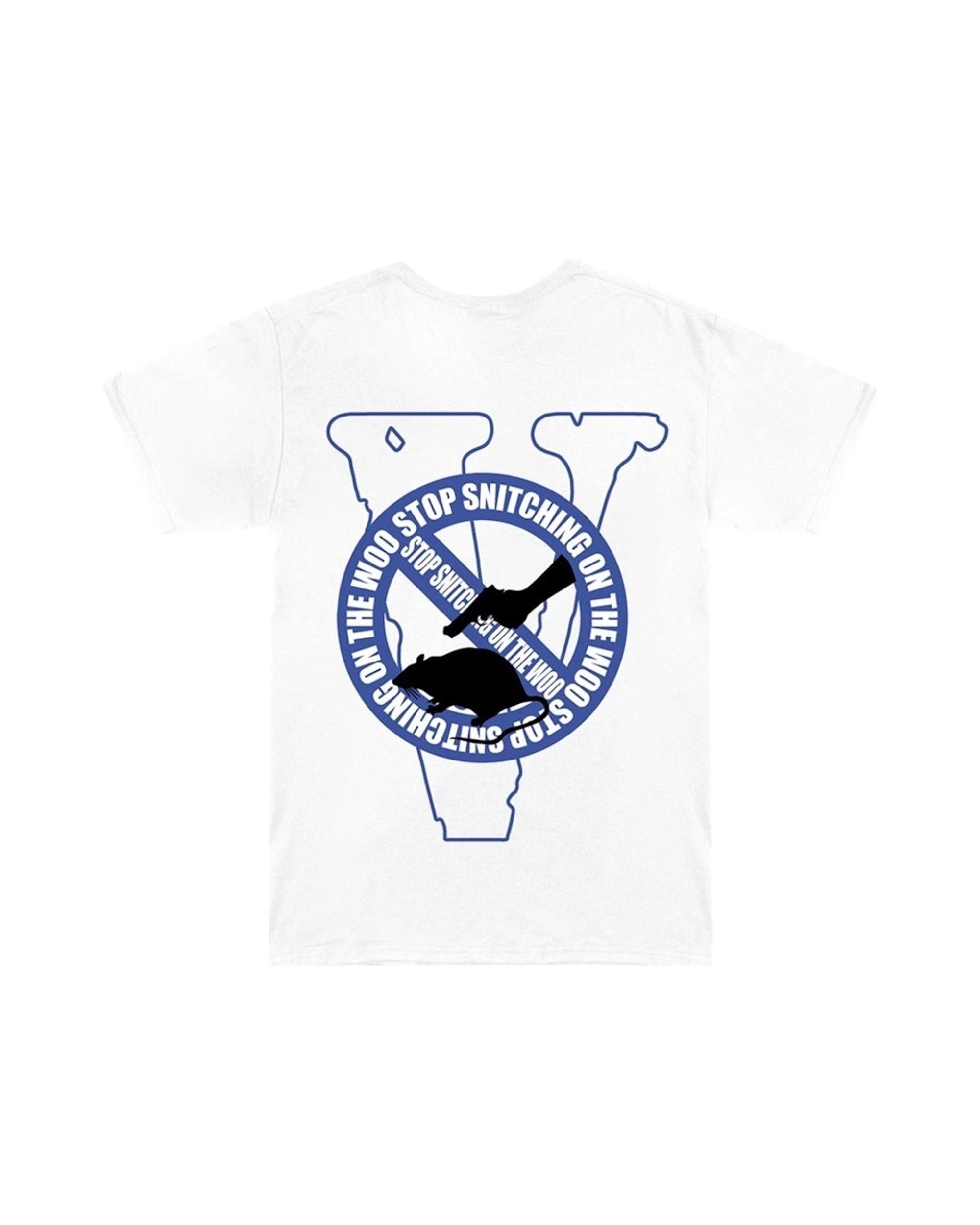 Pop Smoke x Vlone Stop Snitching T-Shirt White/Blue
