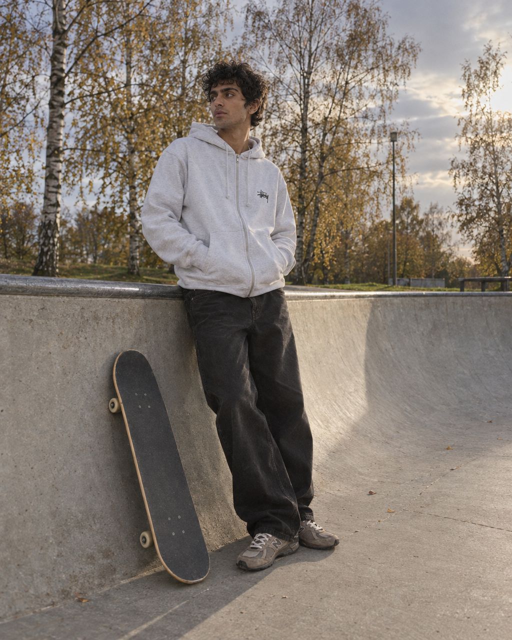Stussy Basic Zip Hoodie Ash Heather - streetstyle i København