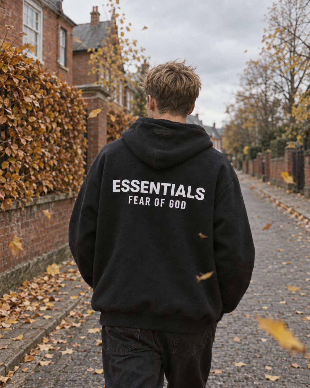 Fear of God Essentials Fleece Hoodie (FW24) Black - detalje