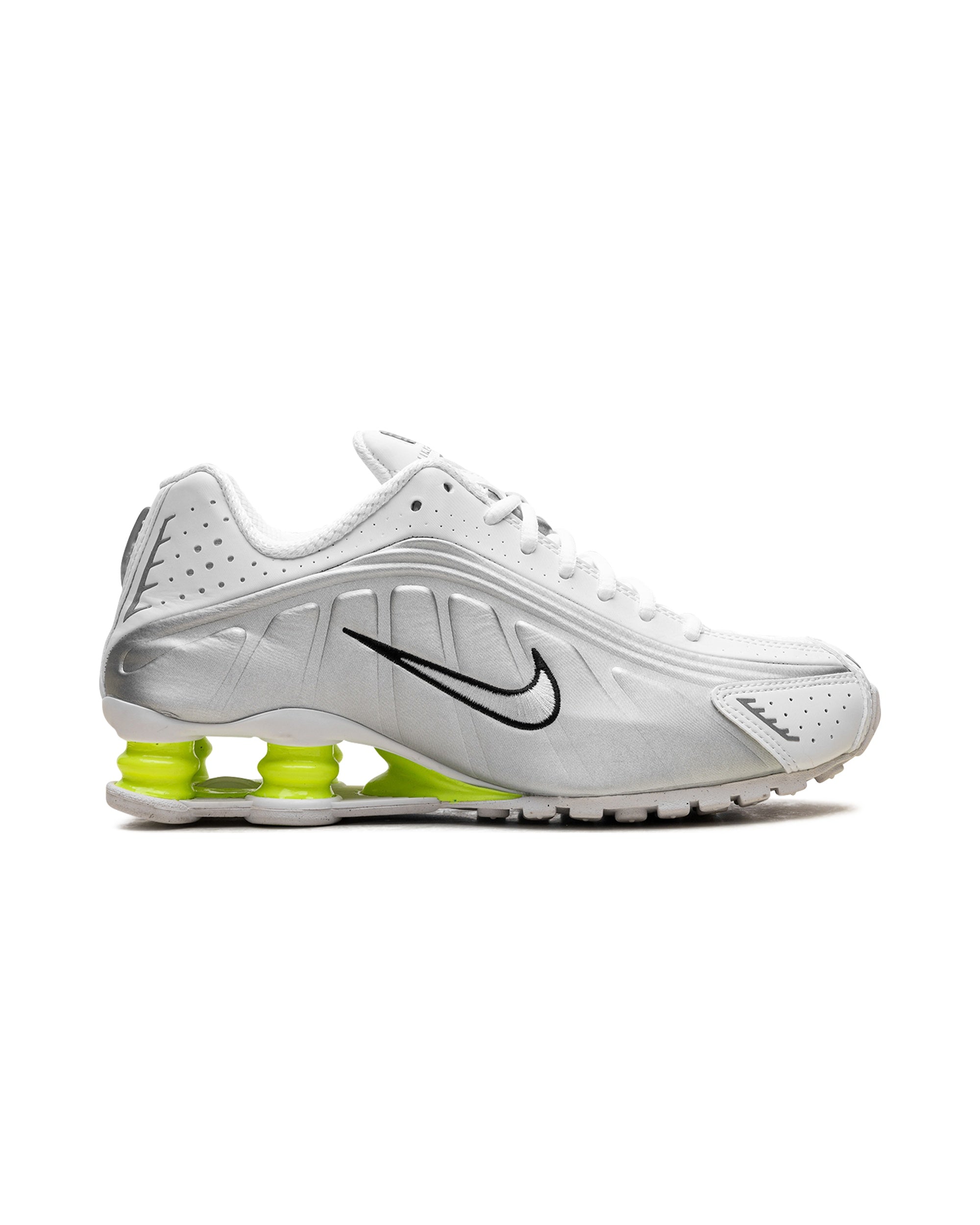 Nike Shox R4 White Metallic Silver Volt (Women's)