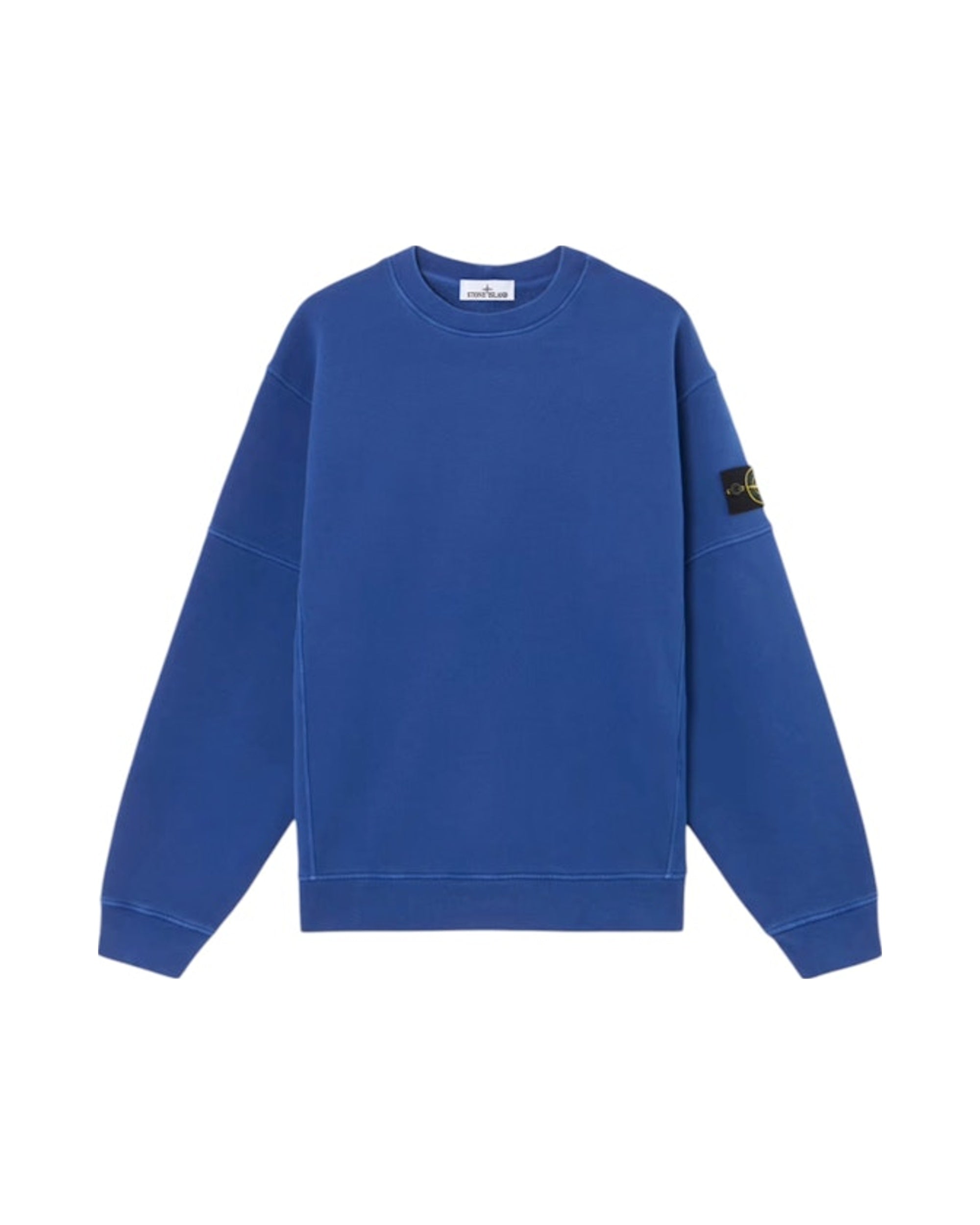 Stone Island Organic Cotton Diagonal Fleece Crewneck Blue