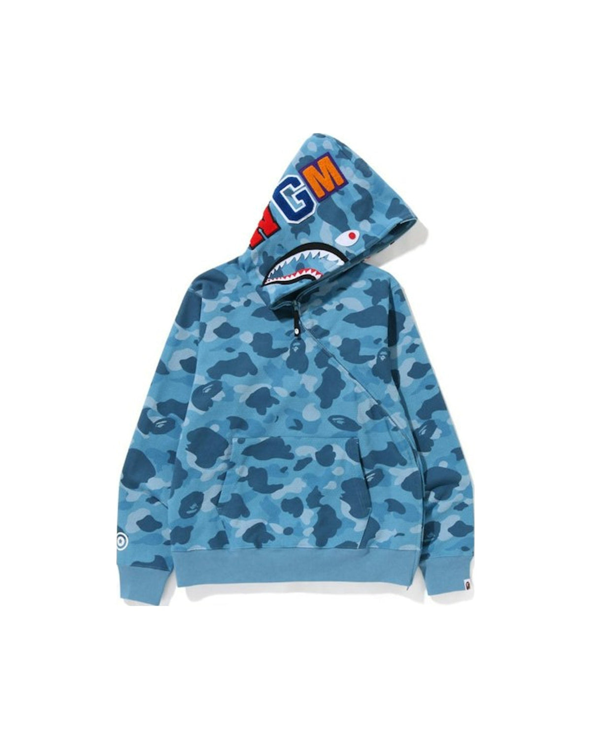 BAPE Honeycomb Camo Shark Full Zip Hoodie Blue