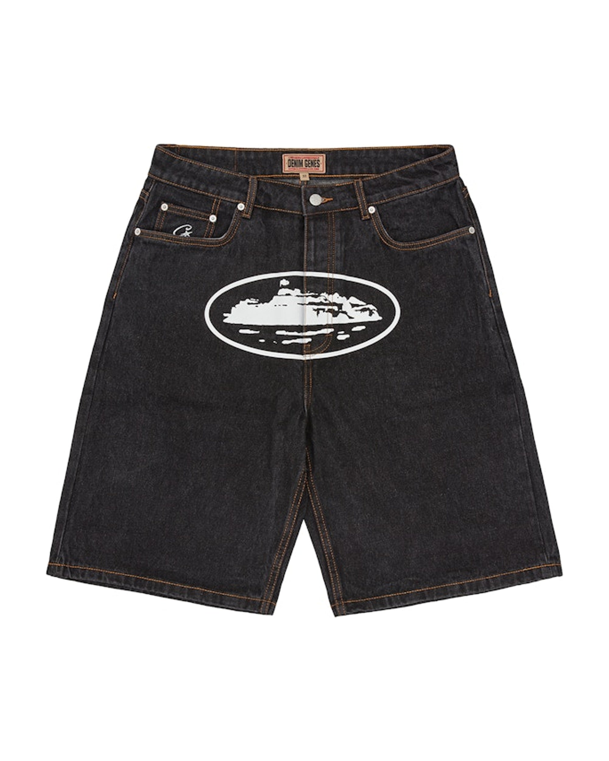 Corteiz Alcatraz Denim Shorts Washed Black