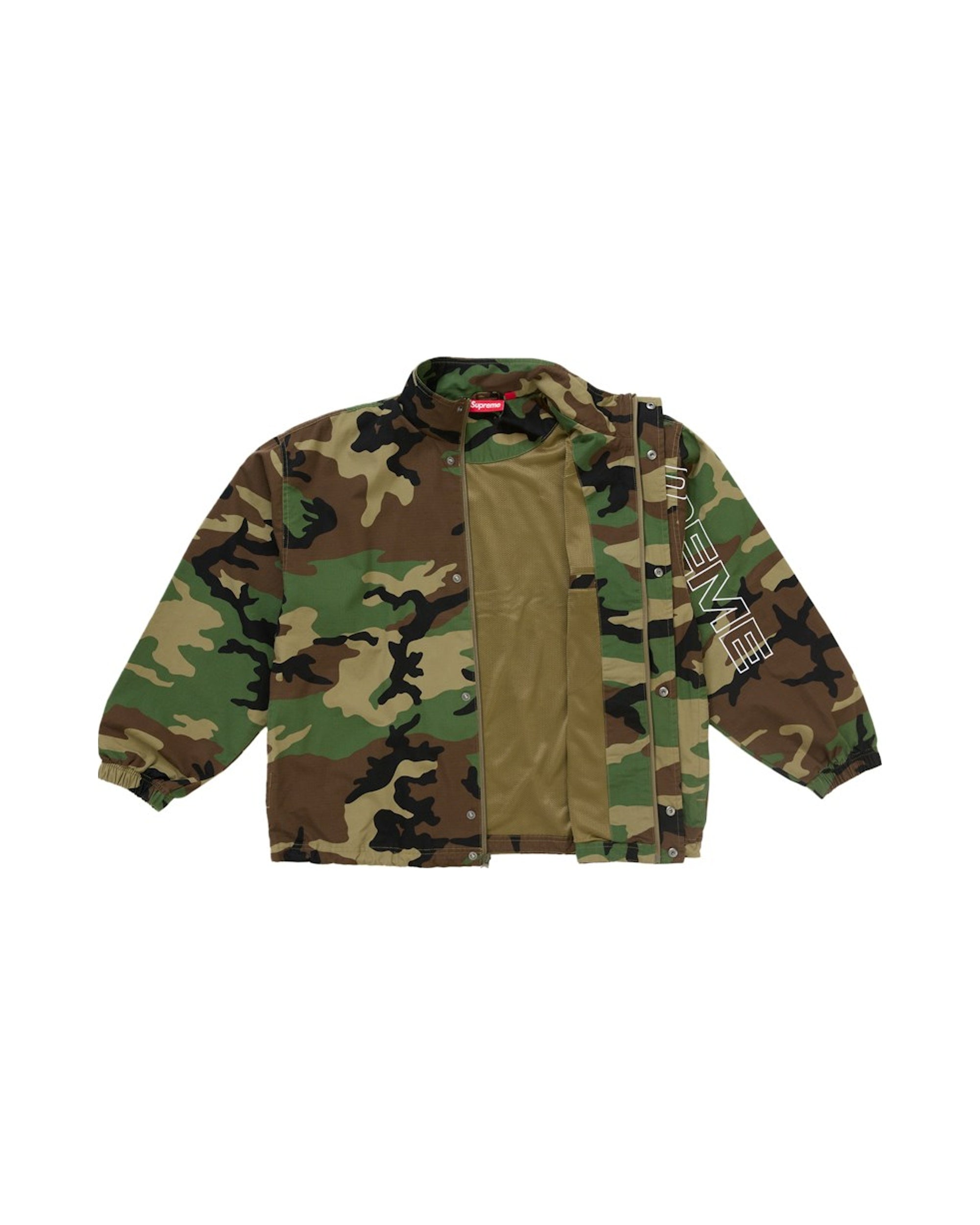 Supreme Spellout Embroidered Ripstop Track Jacket Woodland Camo