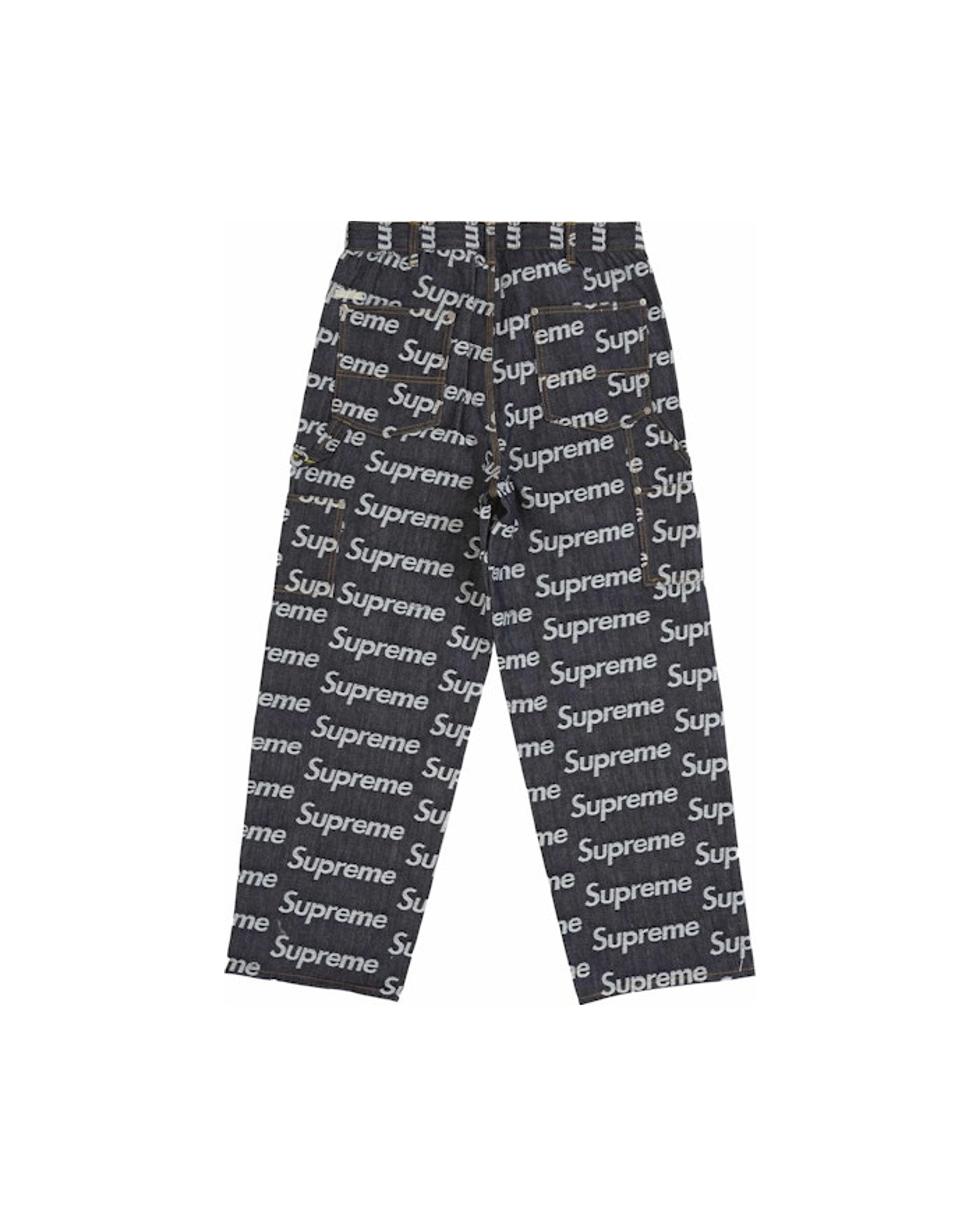 Supreme Jacquard Logos Double Knee Denim Painter Jean Rigid Indigo